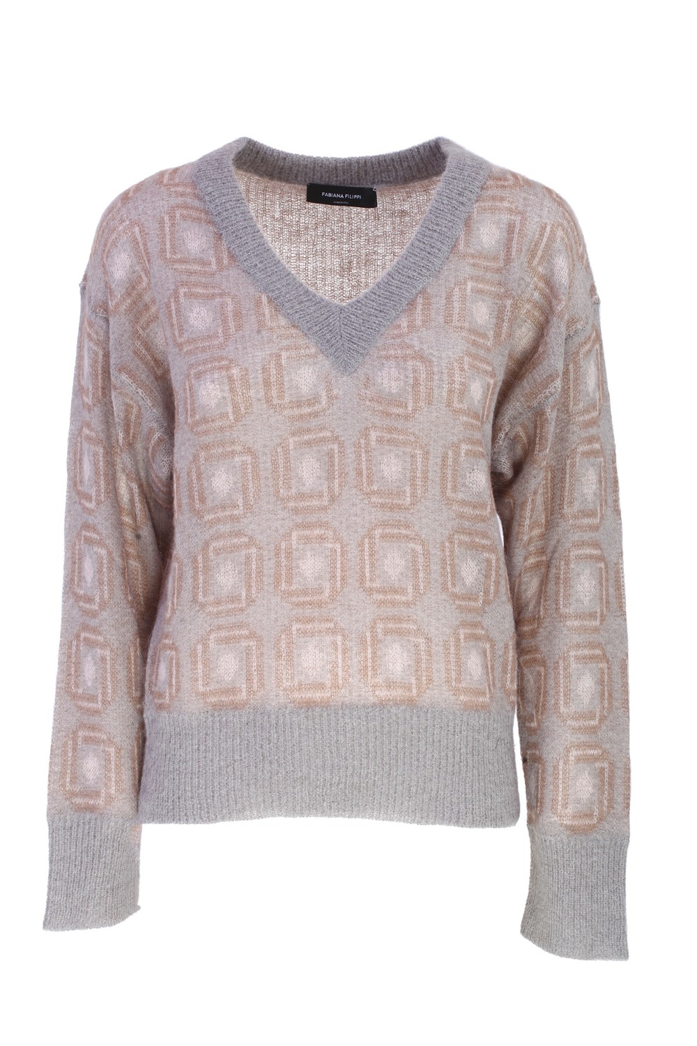 shop FABIANA FILIPPI Saldi Pull: Fabiana Filippi pullover.
Scollo V.
Maniche lunghe.
Collo, fondo e polsini a contrasto di colore.
Fantasia.
Vestibilità regolare.
Composizione: 35% Alpaca 35% Mohair 30% Poliammide.
Fabbricato in Italia.. MAD223F424H819-VR2 number 1921867
